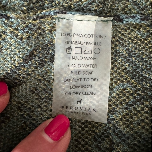 Peruvian Connection Kashmiri Paisley Jacquard Knit Sweater Dress - Green - Small - Picture 8 of 9